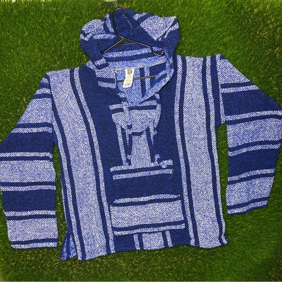 San Jose Baja Hoodie Size Large White Blue Hippie Style - Picture 1 of 6